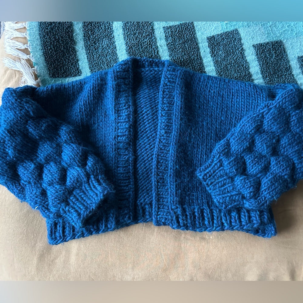 Handmade knit (by me!) shawl bubble cardigan. One of a kind! Fits like an XL